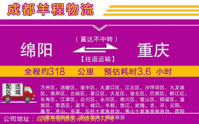綿陽(yáng)到重慶物流公司