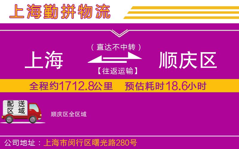 上海到順慶區(qū)物流專線