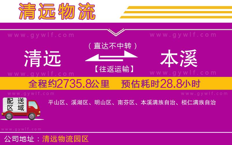 清遠到本溪物流公司