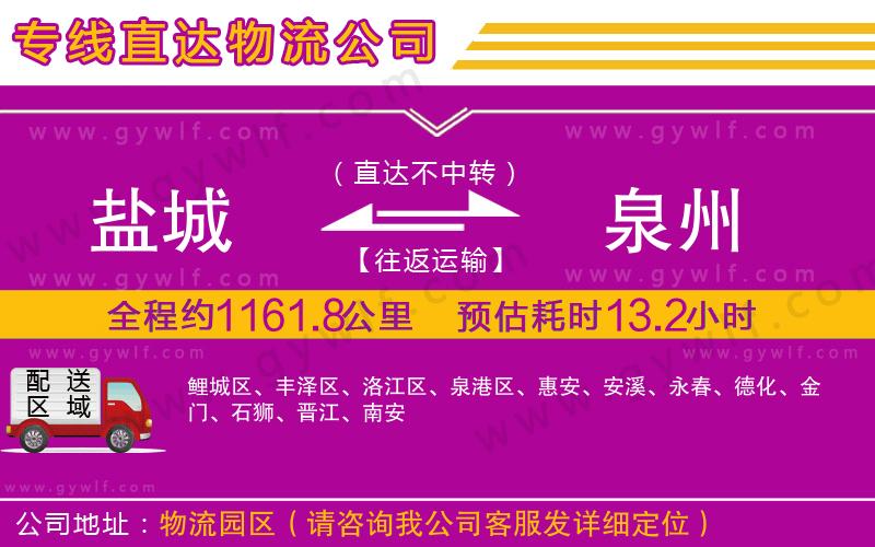 鹽城到泉州物流公司