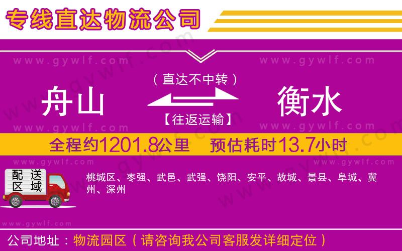 舟山到衡水物流公司