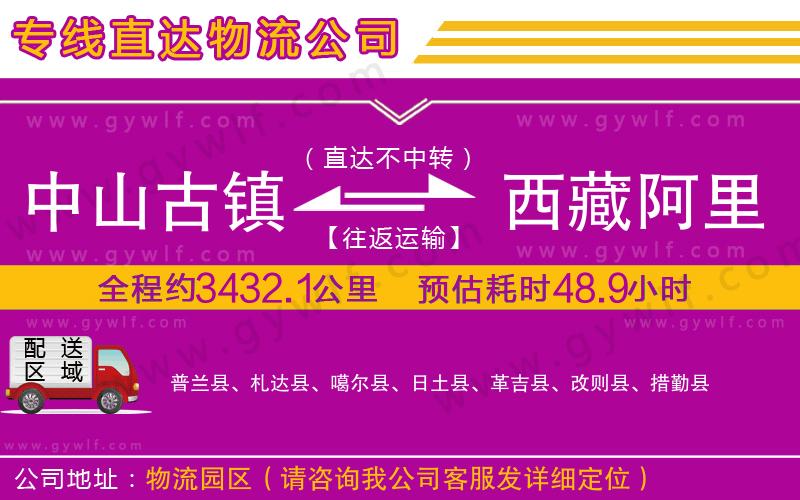 中山古鎮(zhèn)到西藏阿里地區(qū)物流公司