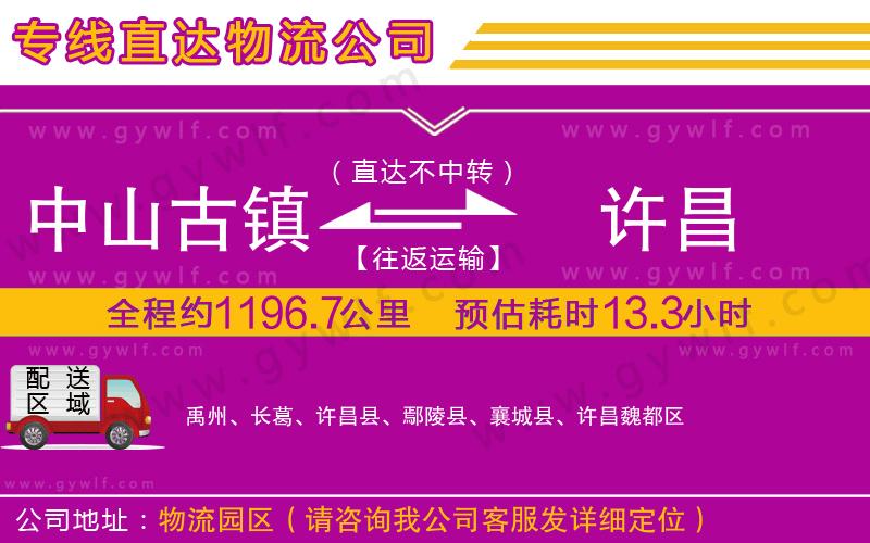 中山古鎮(zhèn)到許昌物流公司