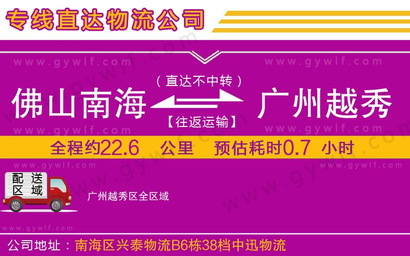 佛山南海到廣州越秀區(qū)物流公司