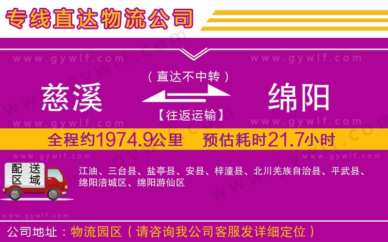 慈溪到綿陽(yáng)物流公司