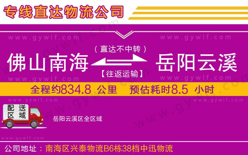 佛山南海到岳陽云溪區(qū)物流公司