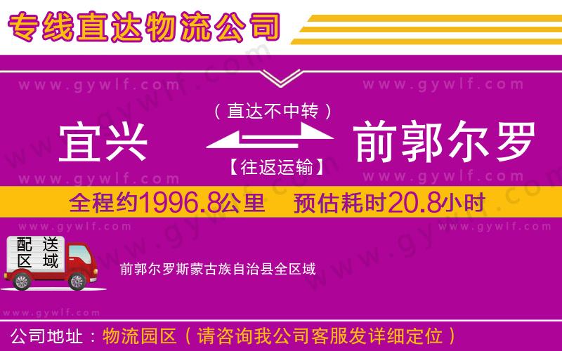 宜興到前郭爾羅斯蒙古族自治縣物流公司