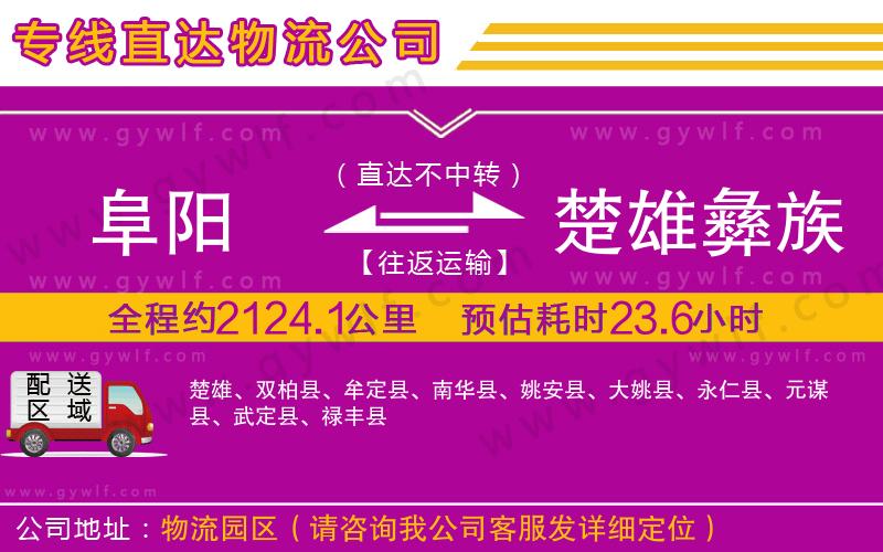 阜陽(yáng)到楚雄彝族自治州物流公司