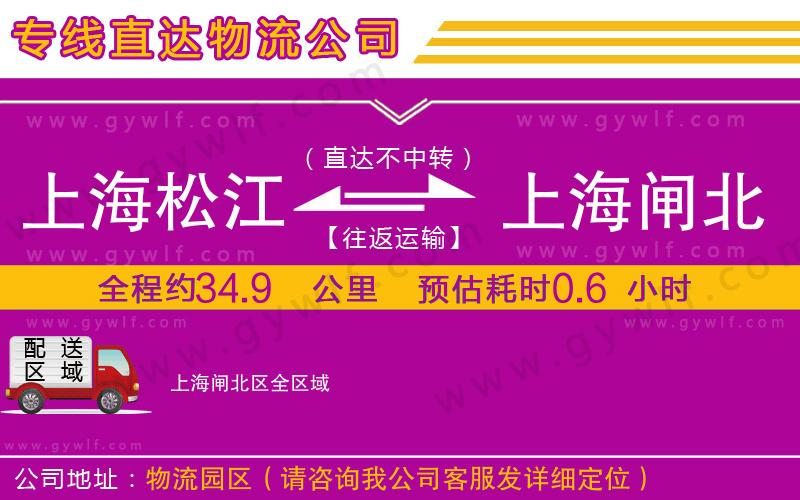 上海松江區(qū)到上海閘北區(qū)物流公司