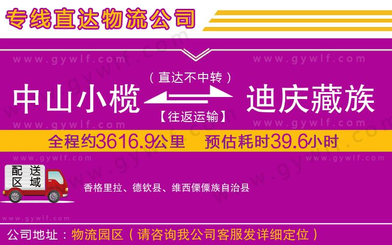 中山小欖到迪慶藏族自治州物流公司