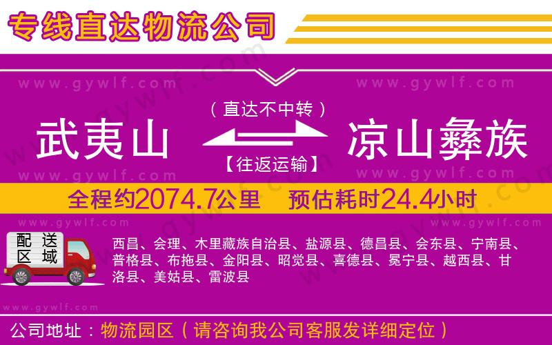 武夷山到涼山彝族自治州物流公司