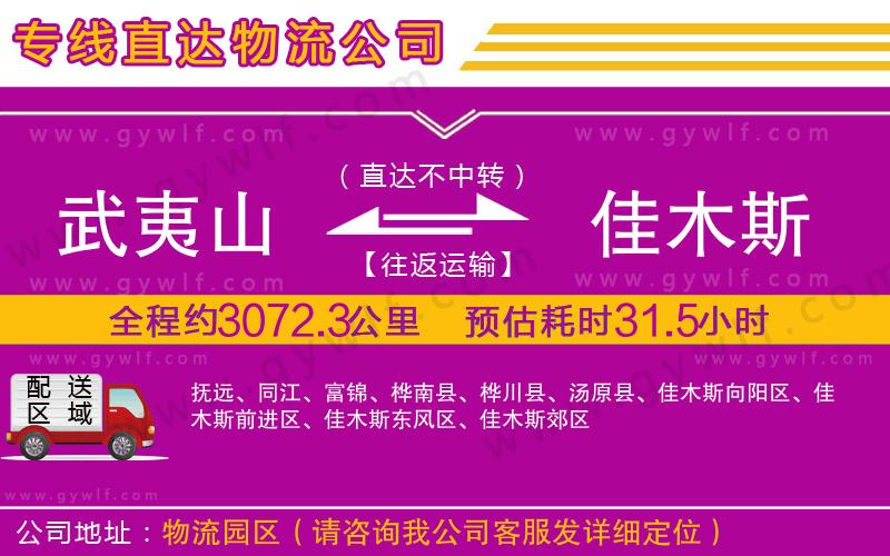 武夷山到佳木斯物流公司