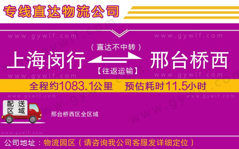 上海閔行區(qū)到邢臺橋西區(qū)物流公司