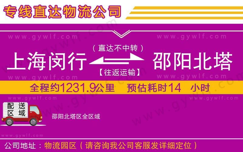 上海閔行區(qū)到邵陽北塔區(qū)物流公司