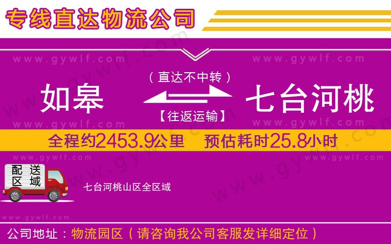 如皋到七臺河桃山區(qū)物流公司