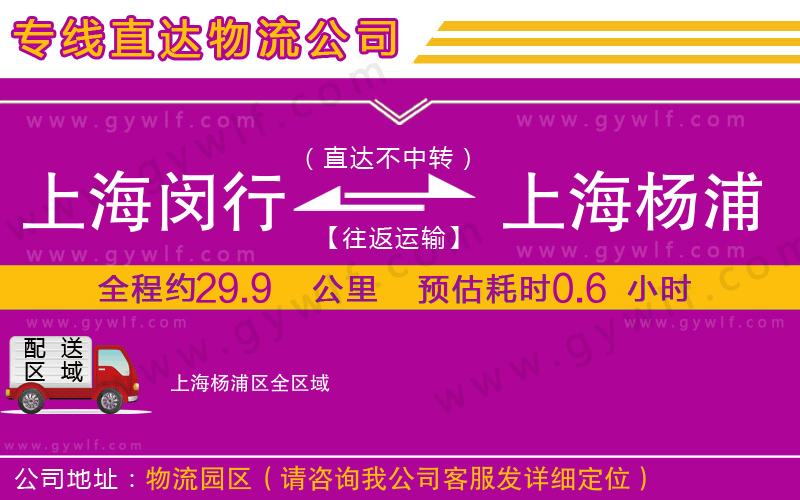 上海閔行區(qū)到上海楊浦區(qū)物流公司
