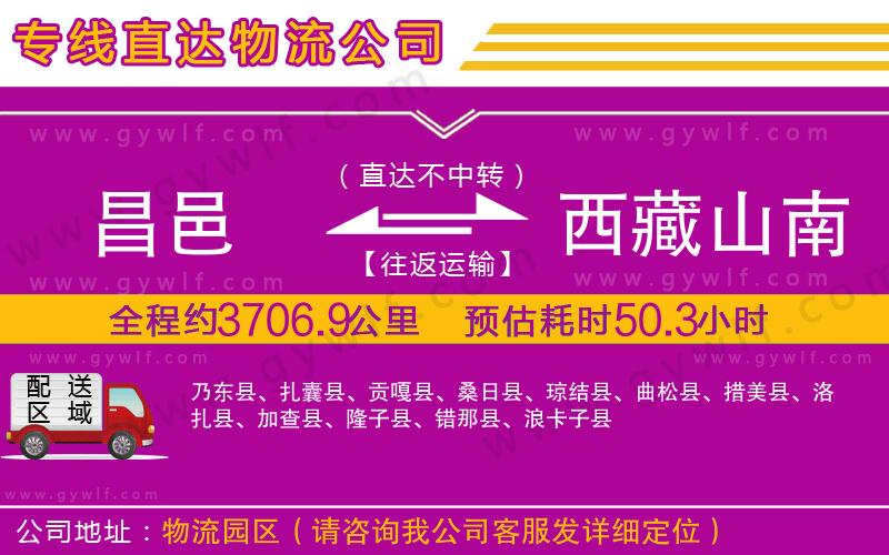 昌邑到西藏山南地區(qū)物流公司