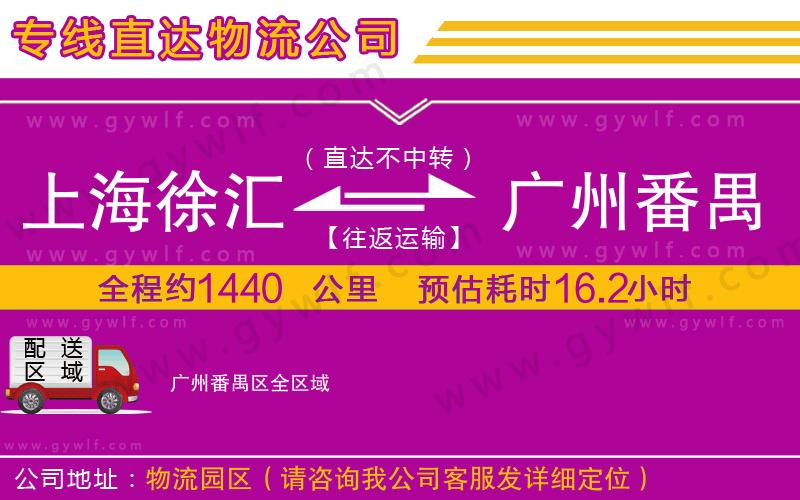 上海徐匯區(qū)到廣州番禺區(qū)物流公司