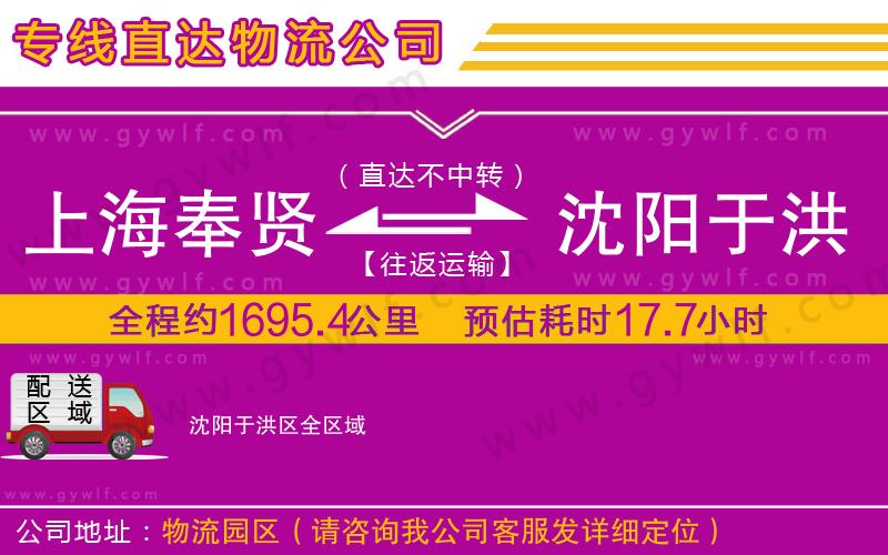 上海奉賢區(qū)到沈陽于洪區(qū)物流公司