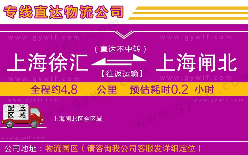 上海徐匯區(qū)到上海閘北區(qū)物流公司