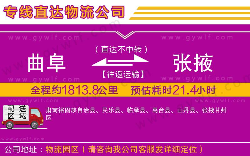 曲阜到張掖物流公司