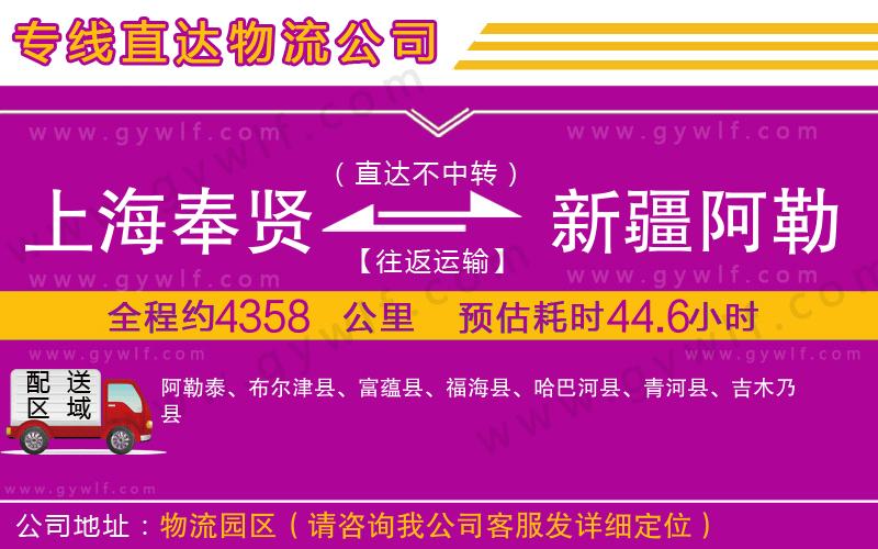 上海奉賢區(qū)到新疆阿勒泰地區(qū)物流公司