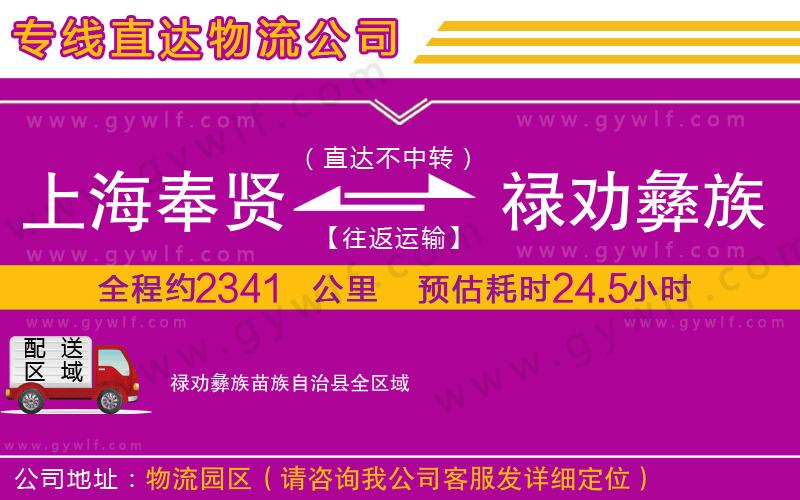 上海奉賢區(qū)到祿勸彝族苗族自治縣物流公司