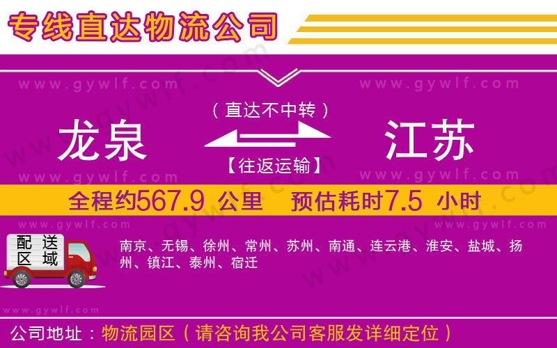 龍泉到江蘇物流公司