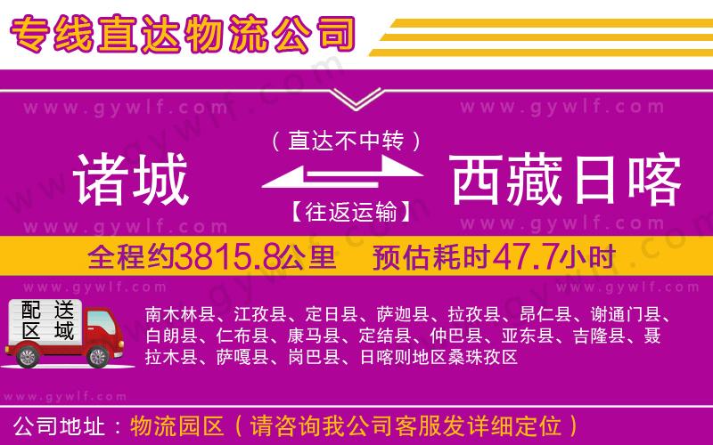 諸城到西藏日喀則地區(qū)物流公司