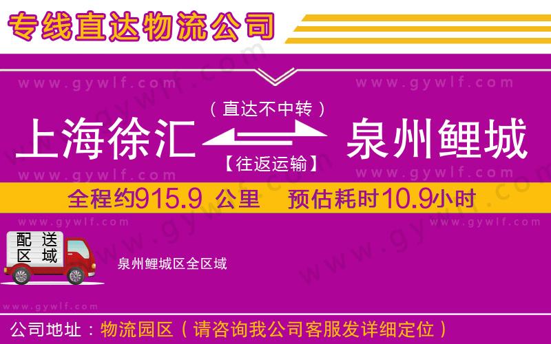 上海徐匯區(qū)到泉州鯉城區(qū)物流公司