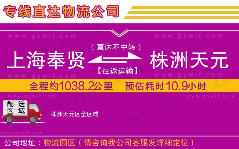 上海奉賢區(qū)到株洲天元區(qū)物流公司