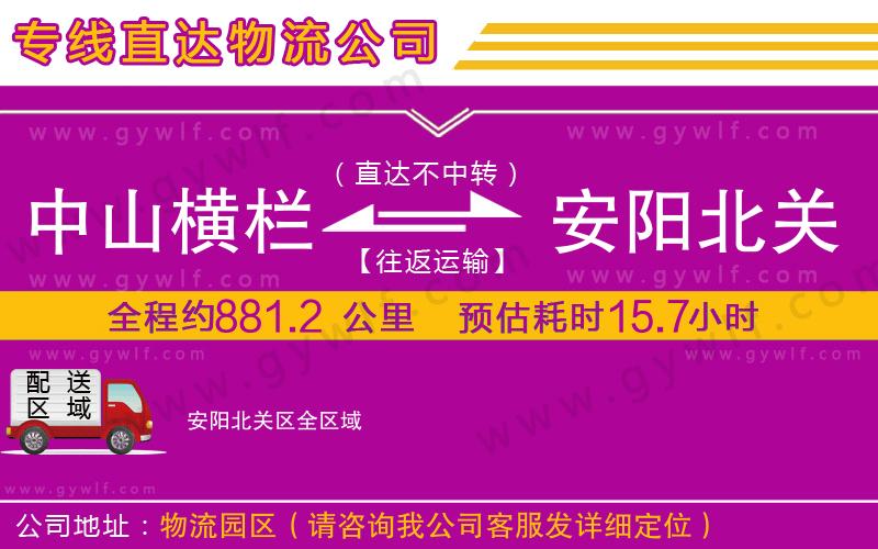 中山橫欄到安陽北關(guān)區(qū)物流公司