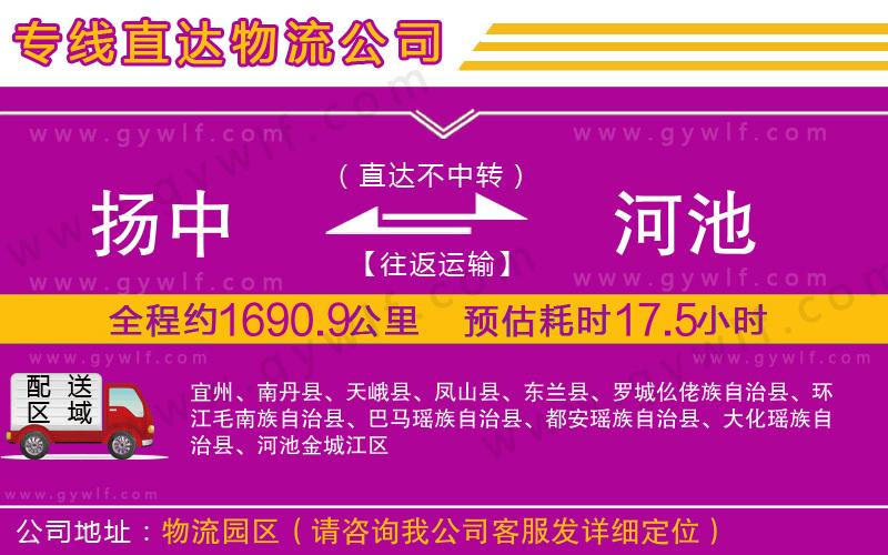揚(yáng)中到河池物流公司